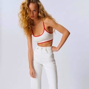 Zara Seamless Crop Top White/Red